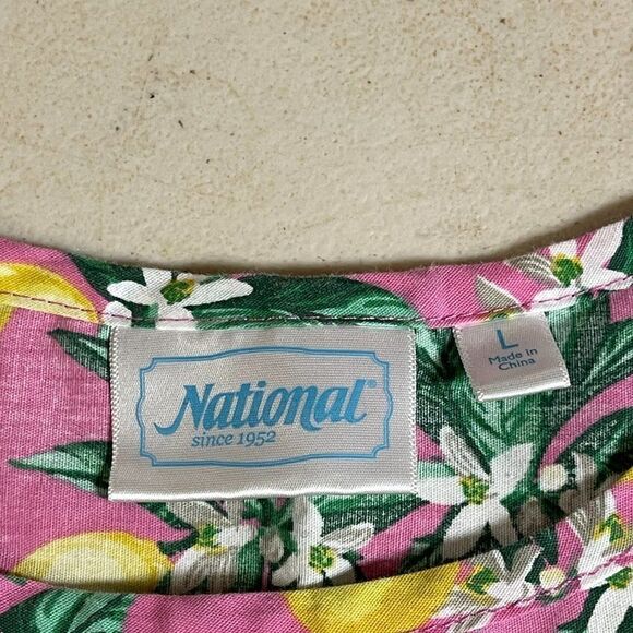 Vintage National Floral Lemon Spring SUmmer MuMu Large - Picture 8 of 10
